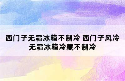 西门子无霜冰箱不制冷 西门子风冷无霜冰箱冷藏不制冷